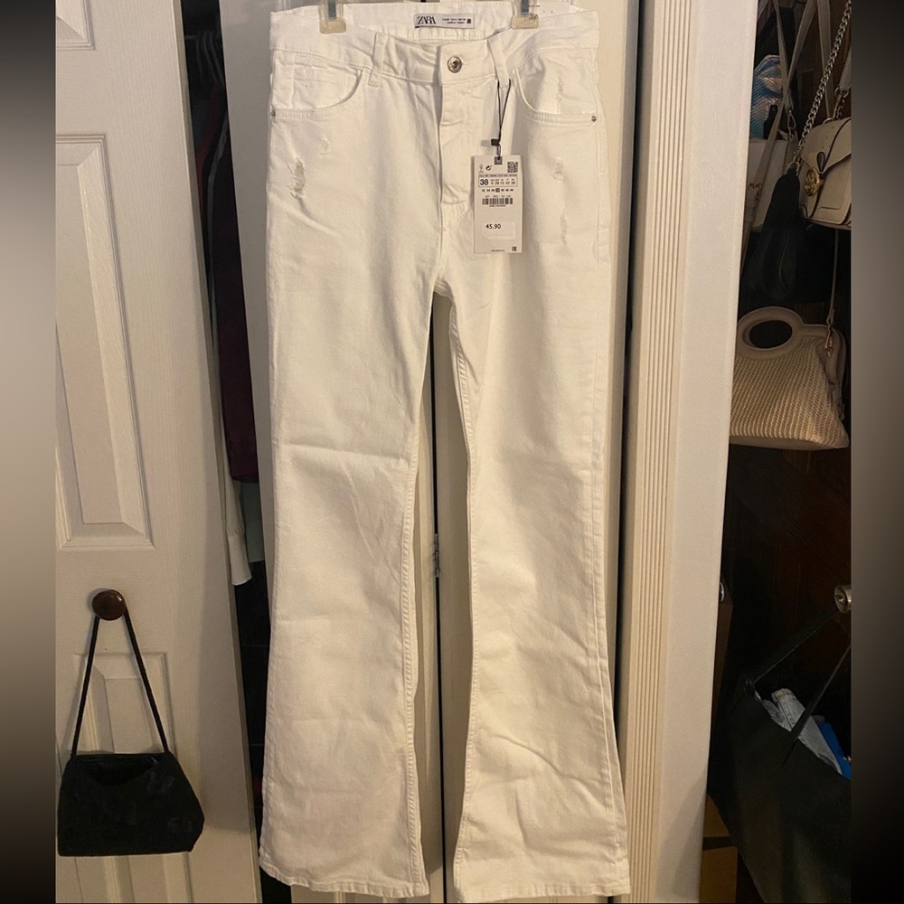Zara White Flare Jeans